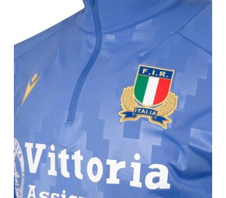 RUGBY ITALIE – VESTE SURVÊTEMENT ENTRAÎNEMENT 1/4 ZIP - MACRON - Saison 2025/26