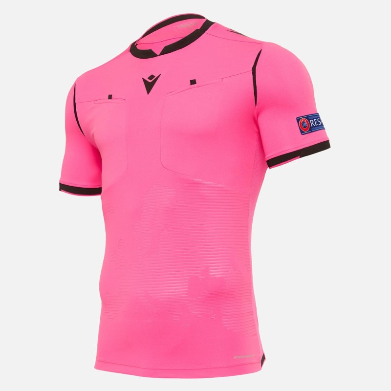 EURO 2020 UEFA ÁRBITRO HOMBRE - CAMISETA MATCH DAY ROSA SS - FÚTBOL MACRON