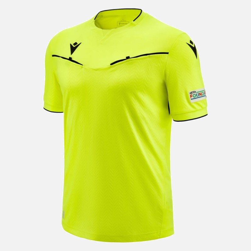 UEFA REFEREE MAN - MATCH DAY SHIRT YELLOW SS - FOOTBALL SOCCER MACRON 2023/25 UEFA REFEREE MAN - MATCH DAY SHIRT YELLOW SS - FOOTBALL SOCCER MACRON 2023/25