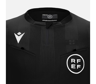 RFEF ESPAÑA ÁRBITRO HOMBRE - CAMISETA NEGRO SS - FÚTBOL MACRON 2022/24