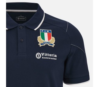 RUGBY ITALIA – POLO TRAVEL PLAYER COTONE MAGLIA - MACRON - Stagione 2023/24