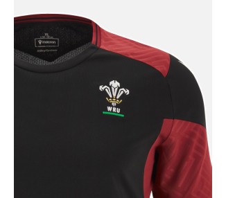 RUGBY GALES – CAMISETA ENTRENAMIENTO NEGRA POLY - MACRON - Temporada 2023/24