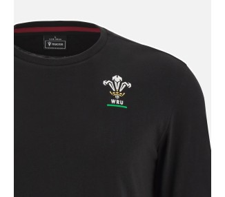 RUGBY GALES – CAMISETA TRAVEL ALGODÓN NEGRA - MACRON - Temporada 2023/24