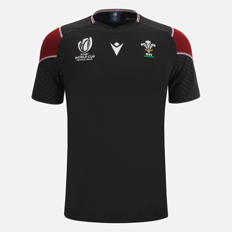 RUGBY WALES – TRAINING SHIRT BLACK POLY - MACRON - RWC 2023 RUGBY WALES – TRAINING SHIRT BLACK POLY - MACRON - RWC 2023