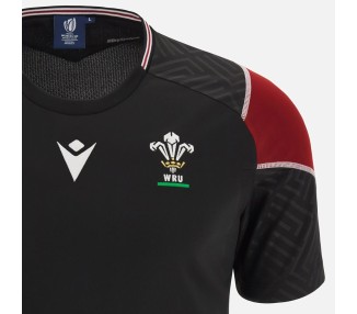 RUGBY GALES – CAMISETA ENTRENAMIENTO NEGRA POLY - MACRON - RWC 2023