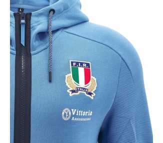 RUGBY ITALIE – SWEAT À CAPUCHE ATHLEISURE COTTON ZIP - MACRON - Saison 2024/25