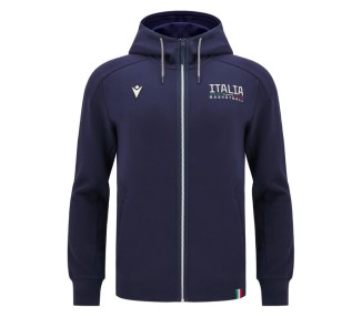 BASKETBALL ITALIE – SWEAT À CAPUCHE COTTON ZIP - MACRON - Saison 2024/25