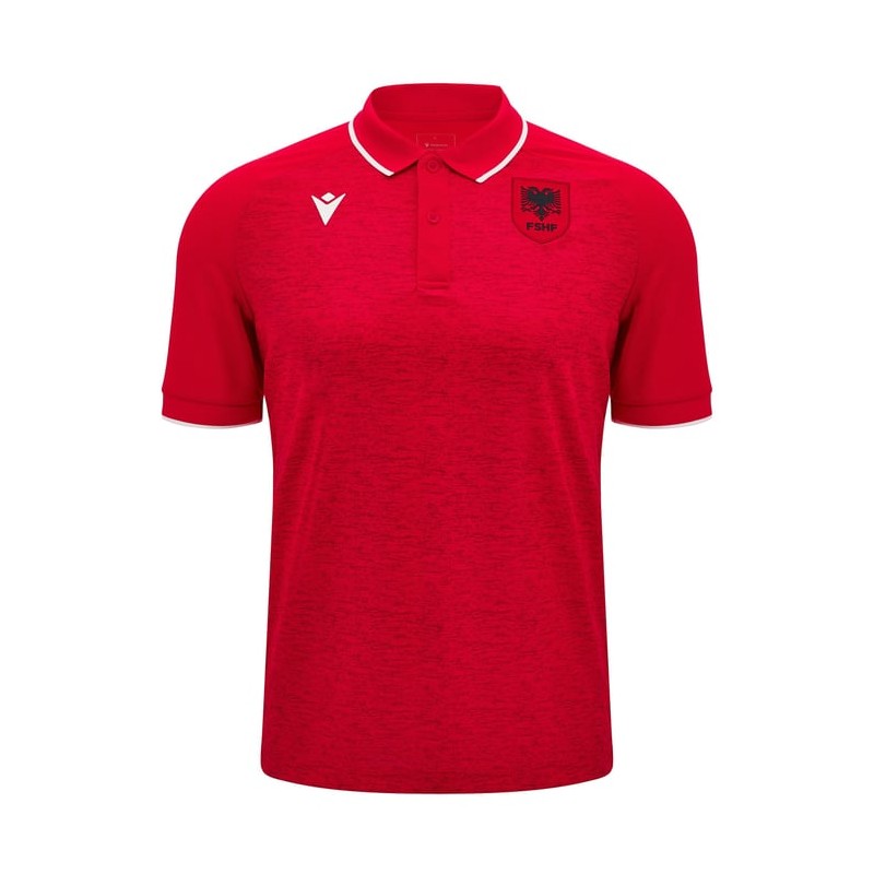 ALBANIE FOOTBALL – POLO TRAVEL POLY MAILLOT RED - MACRON - Saison 2024/25