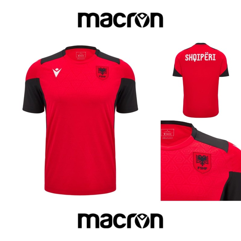 ALBANIA FOOTBALL SOCCER – TRAINING SHIRT PLAYER - MACRON - Season 2024/25
