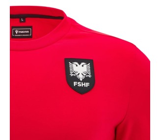 ALBANIA CALCIO – MAGLIA ATHLEISURE TRAVEL COTONE RED - MACRON - Stagione 2024/25