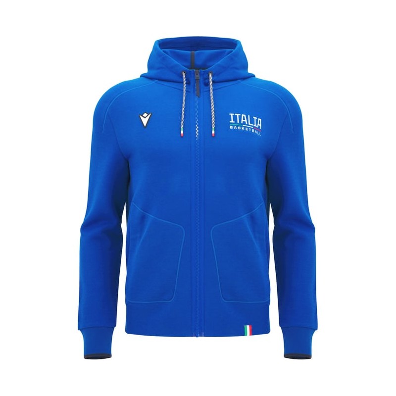 BASKETBALL ITALY – HOODY SWEATSHIRT COTTON ZIP - MACRON - Season 2025/26 BASKETBALL ITALY – HOODY SWEATSHIRT COTTON ZIP - MACRON - Season 2025/26