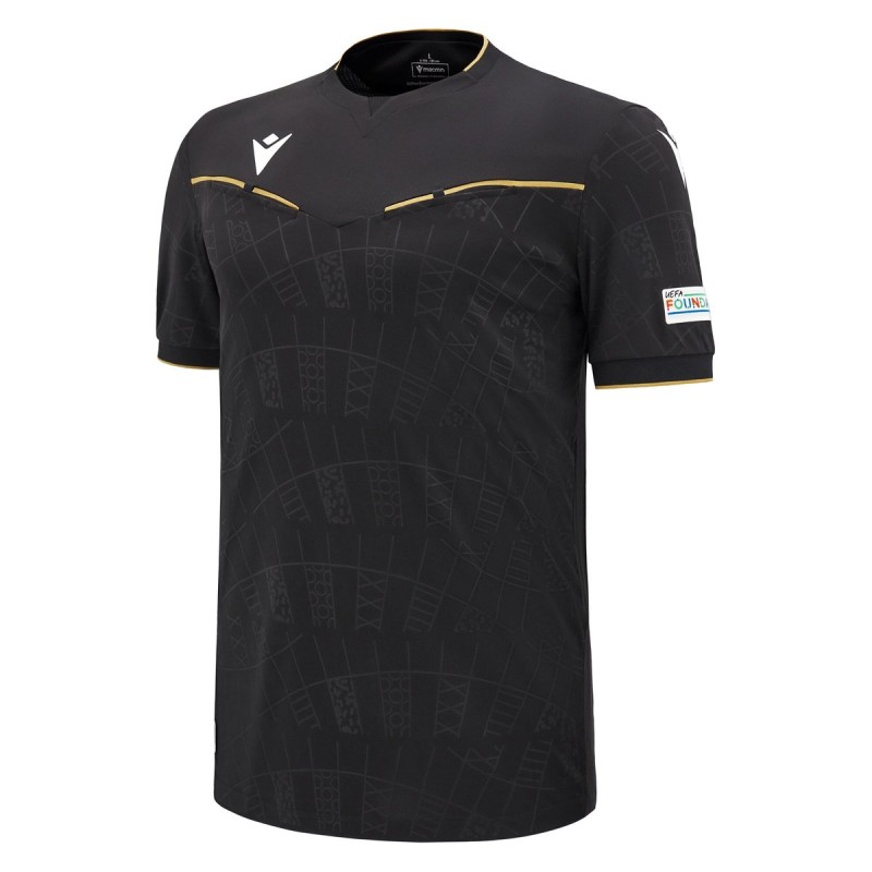 EURO 2024 UEFA REFEREE MAN - MATCH SHIRT SS - FOOTBALL SOCCER MACRON