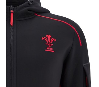 RUGBY WALES – SWEATSHIRT HOODIE TRAVEL TECH BLK - MACRON - Season 2025/26